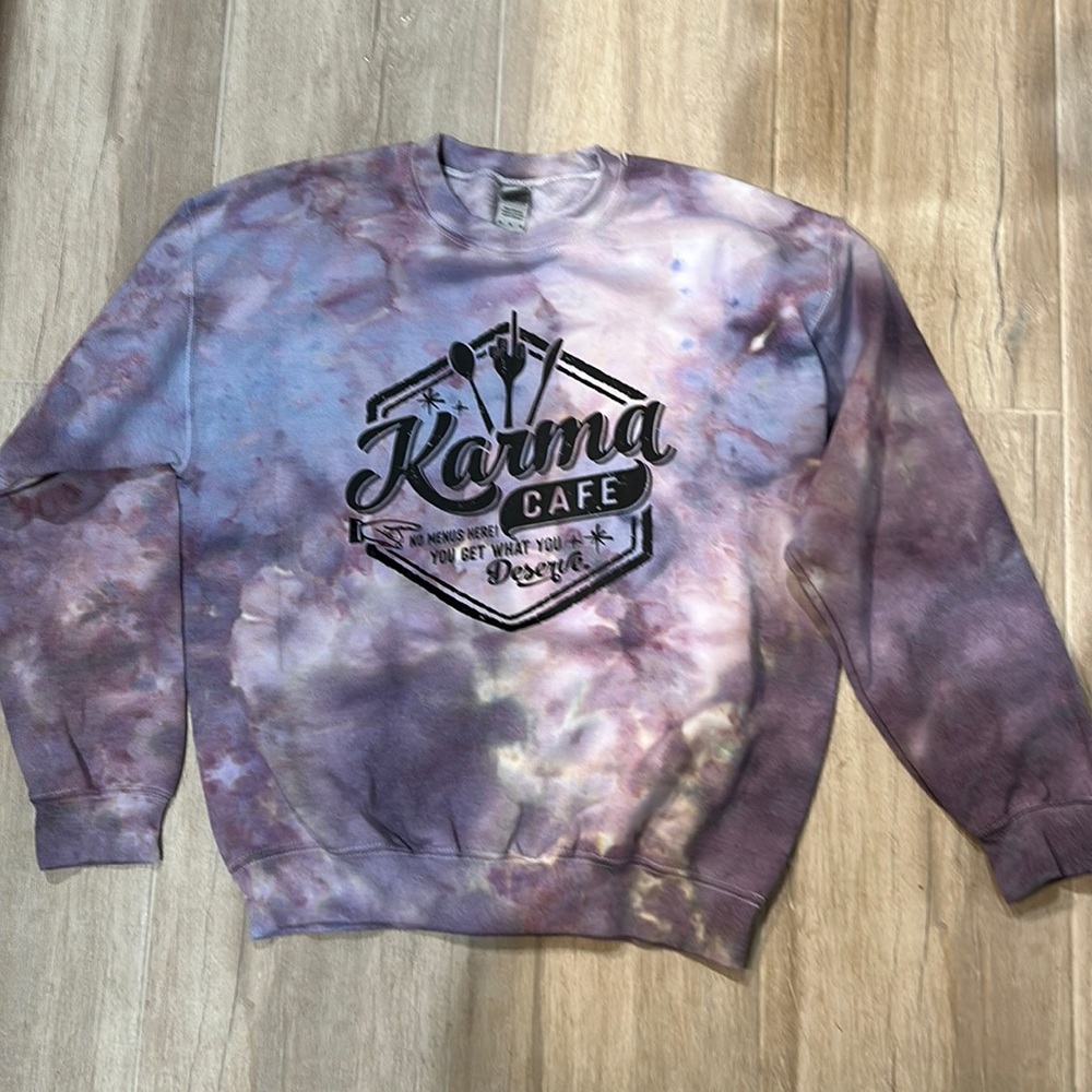 Ice Dyed “Karma Cafe” Sweatshirt